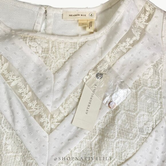NWT Meadow Rue Anthropologie Lace Peplum Sleeveless Top | Sz Medium | White - Picture 12 of 14